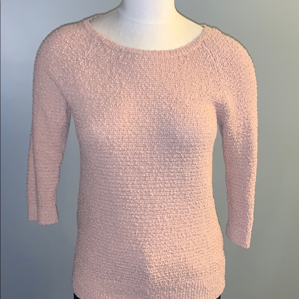 LOFT Pink Textured Knit Scoop Neck Sweater